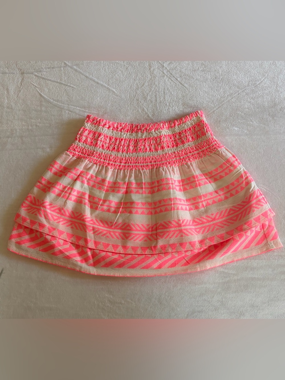 Francesca’s NWT Neon Pink White Smocked Mini Skirt Size S